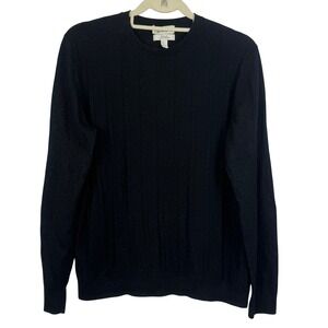 COS Black Metallic Wool Blend Crewneck Sweater Regular Fit Women Size M